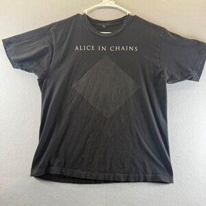 Alice In Chains Black Graphic Band T-Shirt Men XL Short Sleeve Geometric Diamond